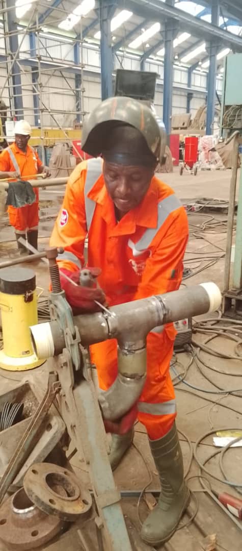 OptiFresh welder repairing piping in Douala